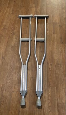 Push-button Aluminum crutches.