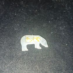 Sterling Silver Bear Brooch / Pendant with Alpaca