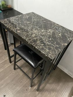 Marble Top Look Table With Two Seats