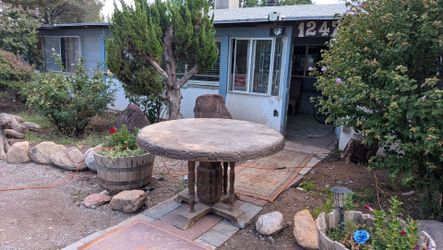Round Carved Stone Outdoor Patio Table