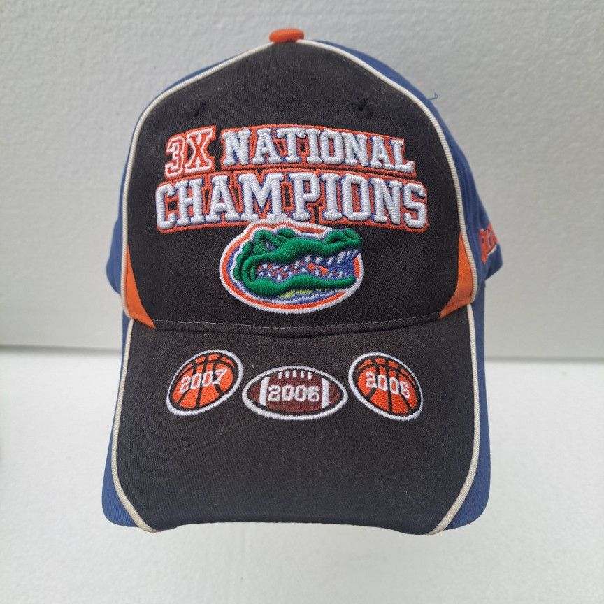 NCAA Florida Gators 2006 Basketball Football 3X National Champions Hat Blue