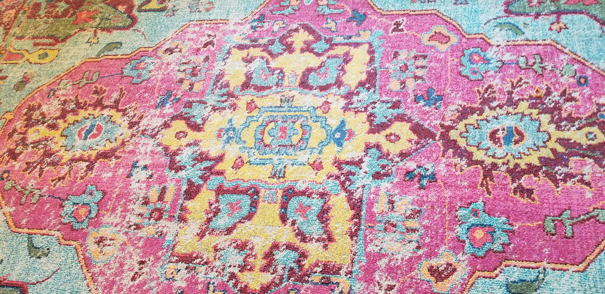 Boho area rug- vibrant colors