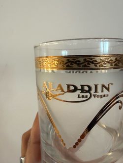 Vintage Aladdin Las Vegas Glass with Gold Trim