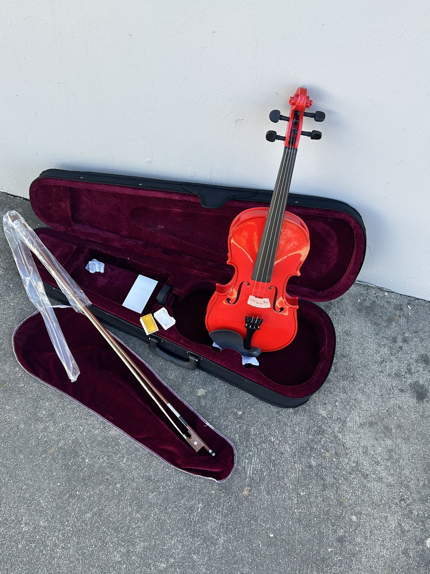 Red Color 4/4 Full Size Violin Fiddle w Case Brazilwood Bow and Rosin