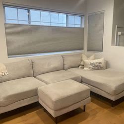 Living Spaces Aquarius Light Gray/Grey Sectional Ottoman Couch SOFA SET - 🚚 DELIVERY AVAILABLE  🚚