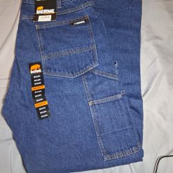 BERNE P2213 MENS' FLANNEL LINED RELAXED FIT CARGO JEANS 34x34