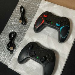 Playnex 2 Pack Wireless Controller for Nintendo Switch/Switch 2/Lite/OLED/PC W/ Hall Effect Joystick, RGB Light Wake-Up, Turbo, Dual Vibration, Progra