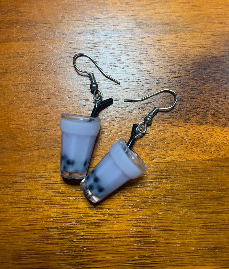 Light Purple Boba Drink Cup Straw Hook Earring Dangle Drop