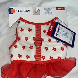 New Top Paw Dog Fashion Harness Vest Dress Skirt White Ted Floral XS