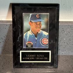 Sammy Sosa 66th Home Run Plaque Chicago Cubs 7"X5" W/ 1993 Stadium Club BB Card
