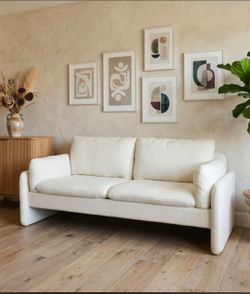 Cozy White Loveseat Sofa (65"x33"x28") - $100