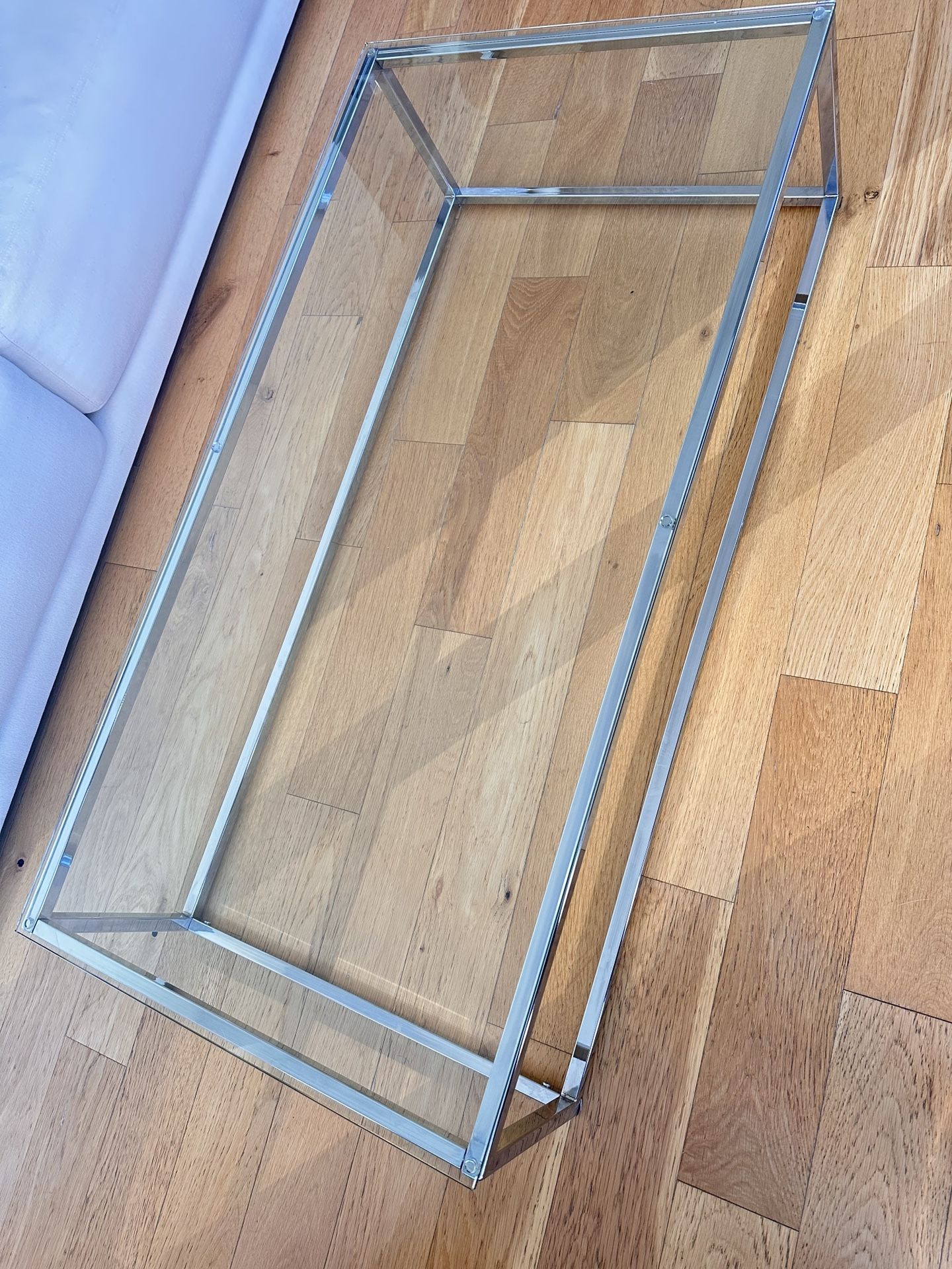 CB2 SMART GLASS CHROME COFFEE TABLE