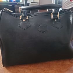 Amalee Black Leather Handbag Purse Made In Italy 12" X 9" X 5.5 