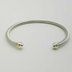 David Yurman 4mm Classic Cable Silver & Gold Dome Bracelet