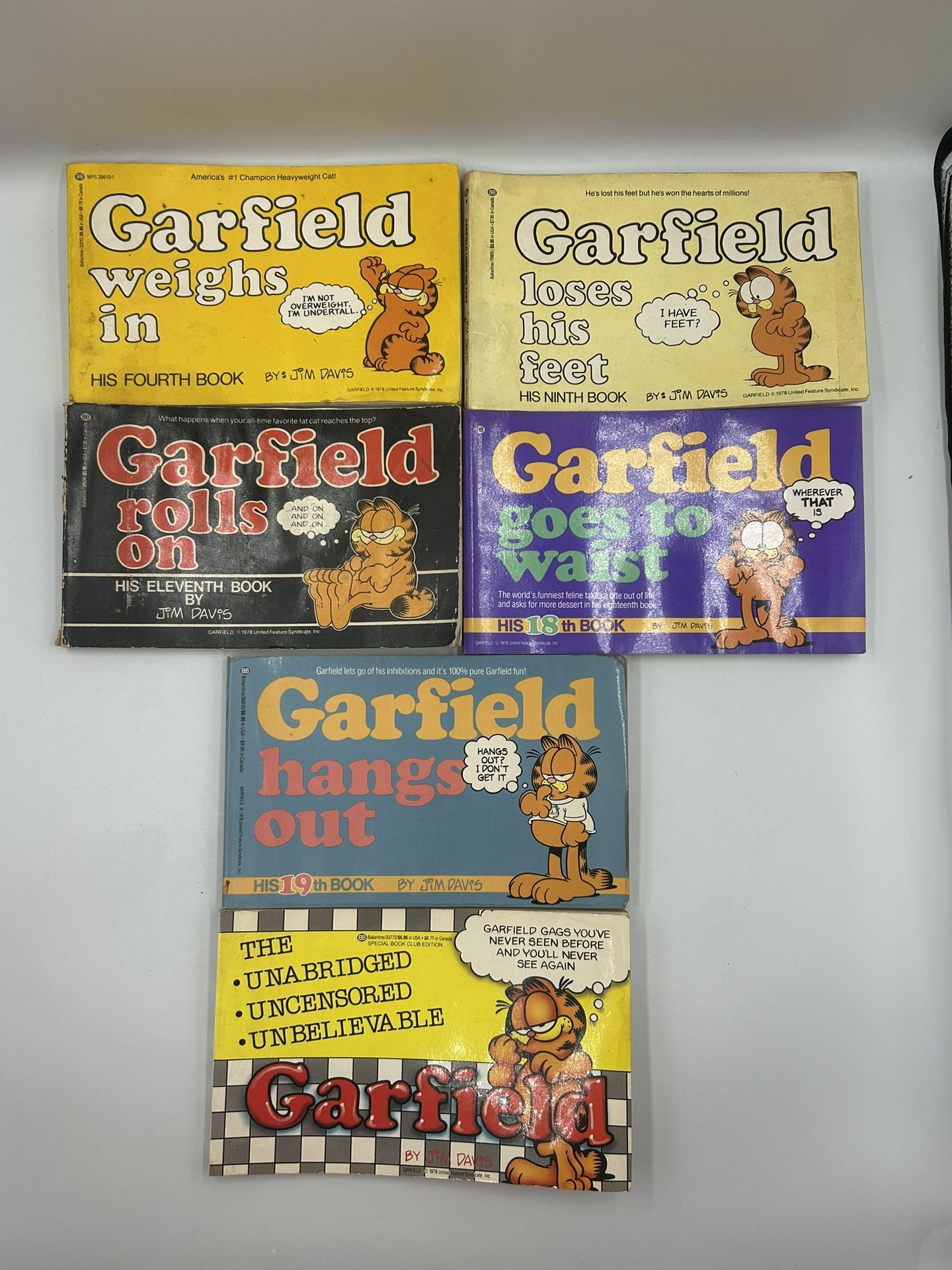 Lot of 6 Vintage Garfield The Cat Comic Strip Books By Jim Davis 80s 90s
