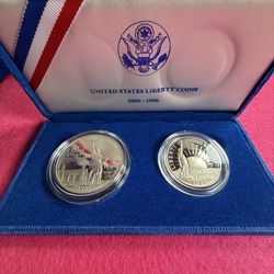 1986 United States Liberty Coins Silver and Half Dollar Proof Set S Ellis Island