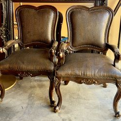 Faux Alligator Leather Dining Chair Set