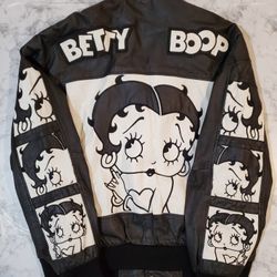 “Rare” 2003 Vintage Betty Boop Women’s Bomber Leather Jacket 2XL  American Toons