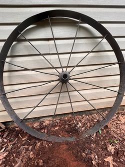 Authentic 41.5" Antique 12-Spoke Steel Wagon Wheel - Large Industrial Decor