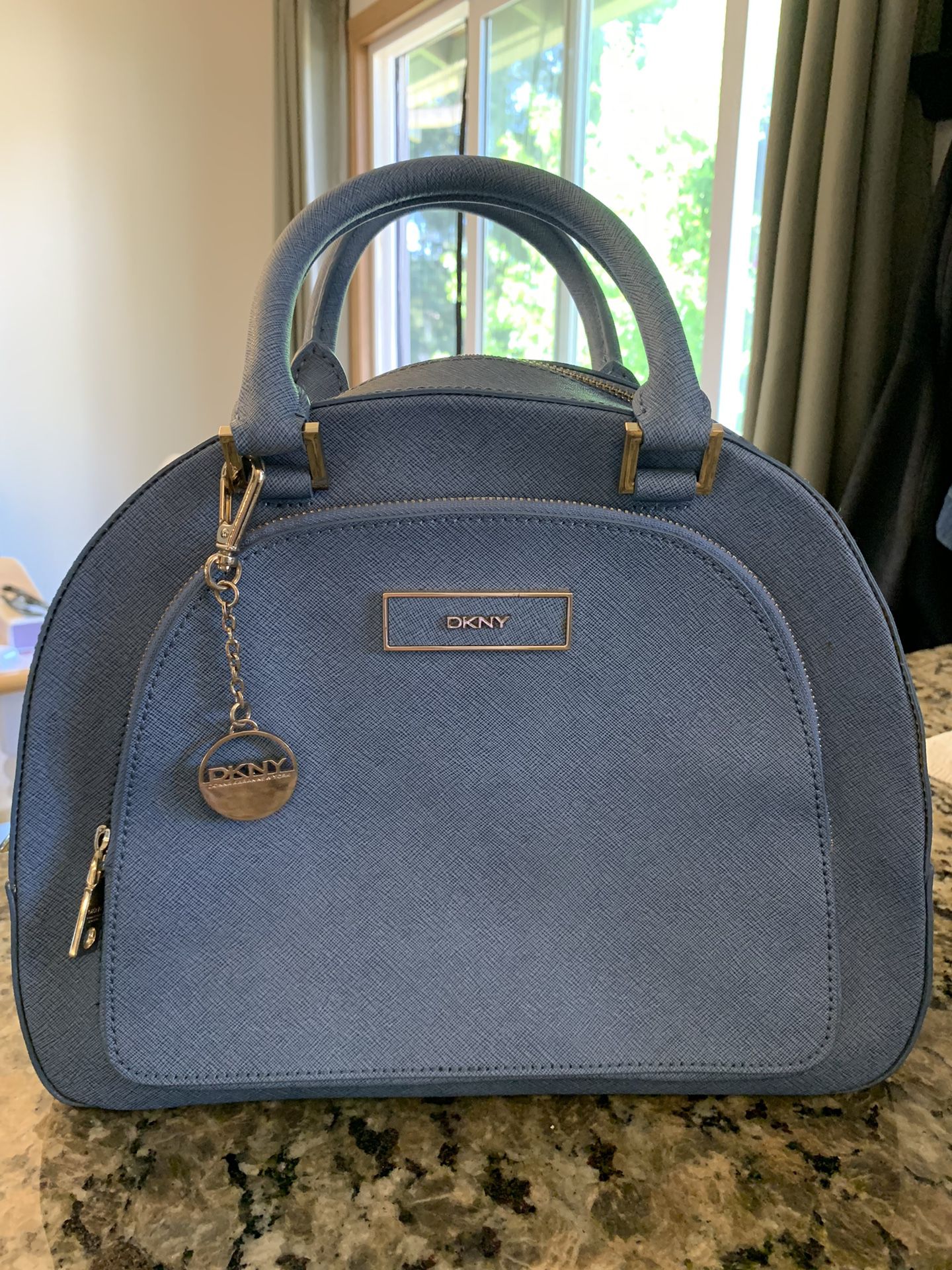 DKNY Saffiano Leather Handle Bag Baby Blue