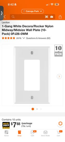 1-Gang White Decora/Rocker Nylon Midway/Midsize Wal