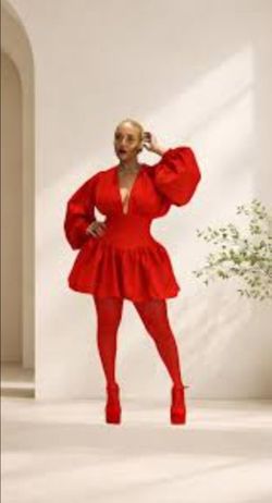 Rainbow Red Bubble Hem Dress NWOT Size L/XL