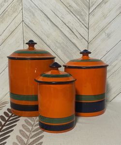 VTG Rosenthal Netter Bitossi Italian Pottery Canister Set of 3 with lids MCM
