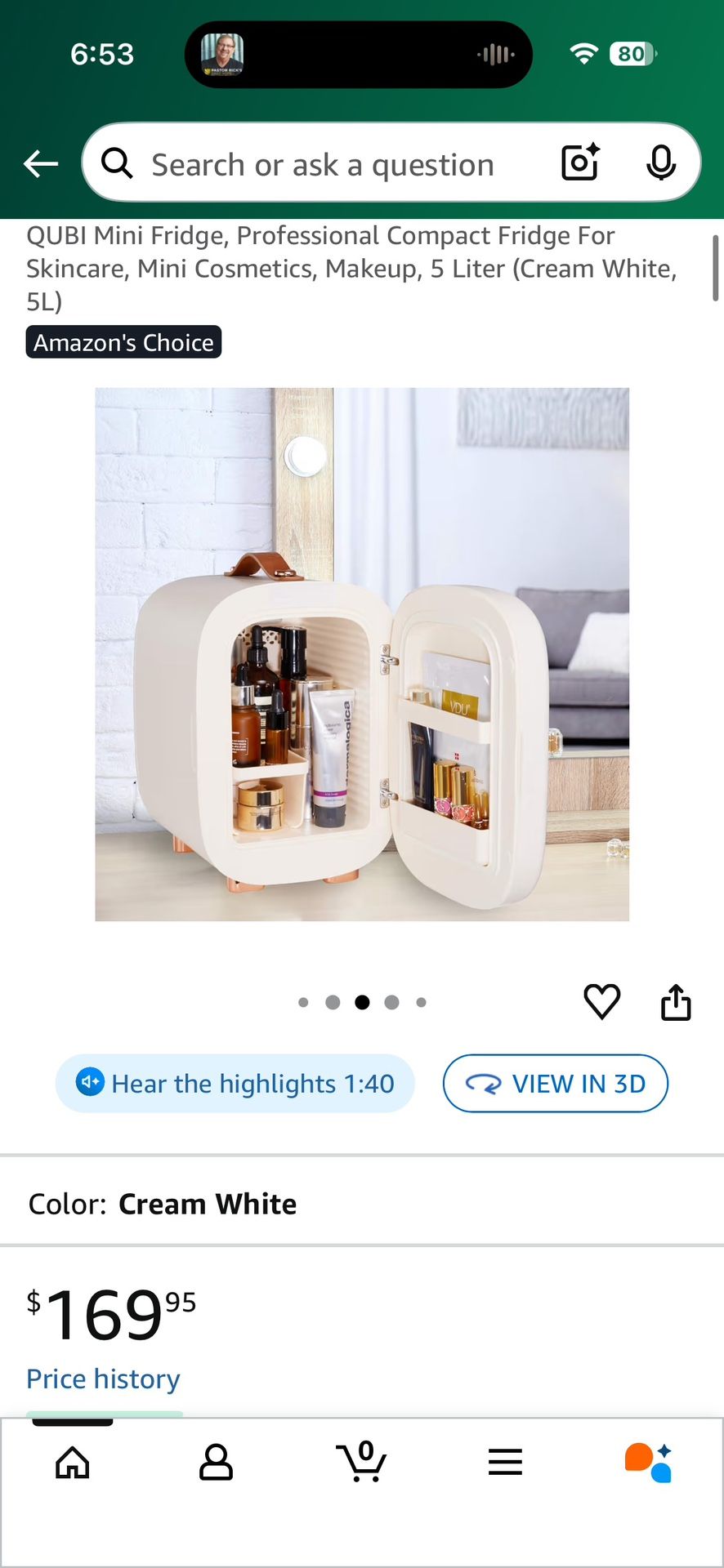 QUBI Mini Fridge - Professional Compact Fridge For Skincare, Cosmetics, Makeup, 5 Liter -See My Other Items