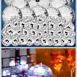 Funtery 100 Pcs Mirror Disco Balls Bulk Assorted Silver Hanging Disco Ball Decor for Home Wedding Birthday Dance Music 70 S Theme Party Christmas Tree