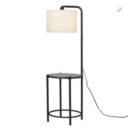 Floor Lamp with Faux Wood Table