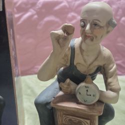vintage Alco "Mr. Fix It" horologist clock repair hand-painted ceramic figurine. 