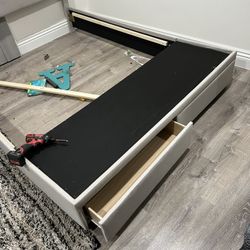 Gray Platform Queen Bed