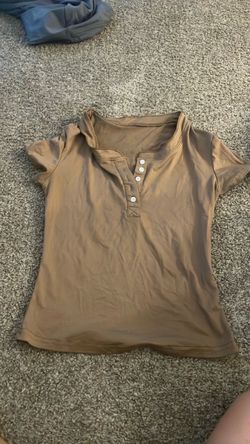 Brown Henley Short Sleeve Top