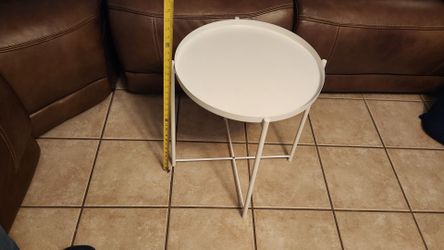 Ikea White Round Metal Tray Side Table