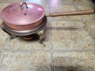 Hand Wrought Hammered Copper Fondue Chafing Dish From Meersburg West Germany 