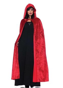 Red Velvet Hooded Cape Costume
