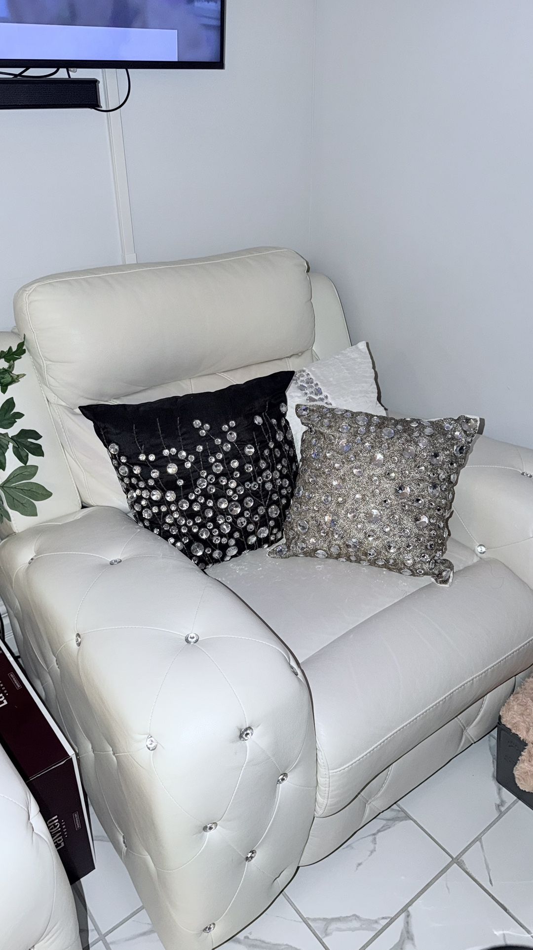 Luxury Power Recliners – Crystal Tufted – $300 Each / $600 Pair