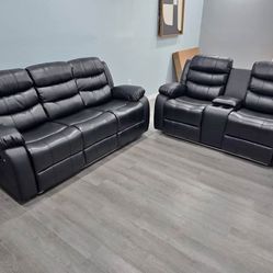 Black and White ⚜️ 3-Seat Recliner Sofa & Loveseat Set