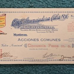 Accion Compañia Anunciadora Cuba.s.a.1928-marianao-50 Pesos