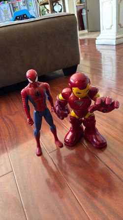 Spider-Man and Iron Man toys