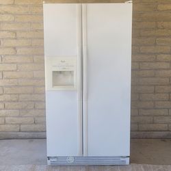 WHIRLPOOL SIDE-BY-SIDE REFRIGERATOR w/ICE MAKER * COLD FOOD STORAGE FRIDGE KITCHEN APPLIANCE HOME 