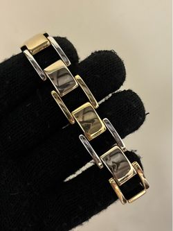 14K Gold Wide Panther Link hollow Bracelet 7.5 Inch