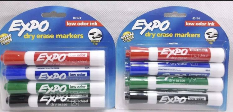 2x4= 8 Expo Dry Erase Markers Low Odor Assorted Intense Colors Chisel Tip 80174