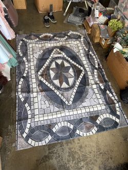 Bohemian Style Retro Marble Pattern Carpet 88”x62”
