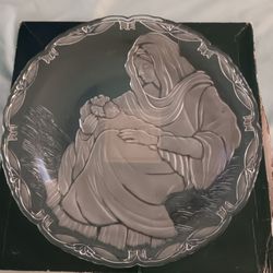 Mikasa HEAVY CRYSTAL SERVING PLATTER with the MADONA/MARY AND BABY JESUS