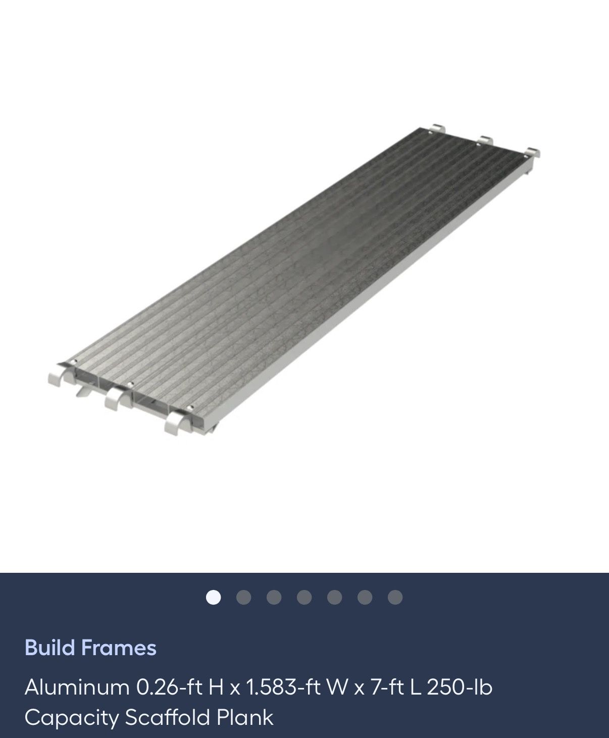 3 Build Frames Aluminum 0.26-ft H x 1.583-ft W × 7-ft L 250-lb Capacity Scaffold Plank