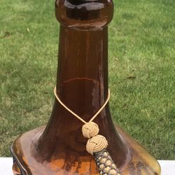 Large Brown Square Bottle Vintage With Tassel 