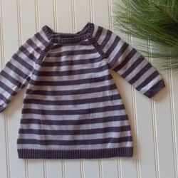 Baby Gap Girls 3-6M Purple Striped Warm Winter Sweater Dress