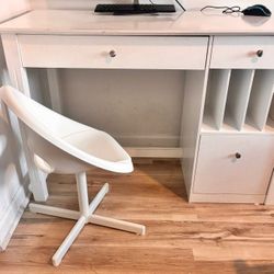 White Office Desk with Chair