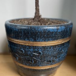 Two Clay Planter  Plant Pots Blue